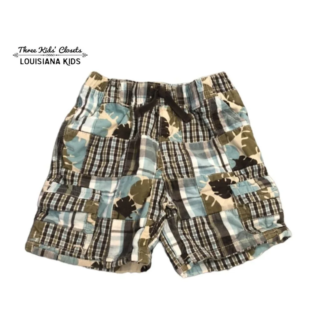 Gymboree 12-18m Madras Plaid Leaf Print Shorts
